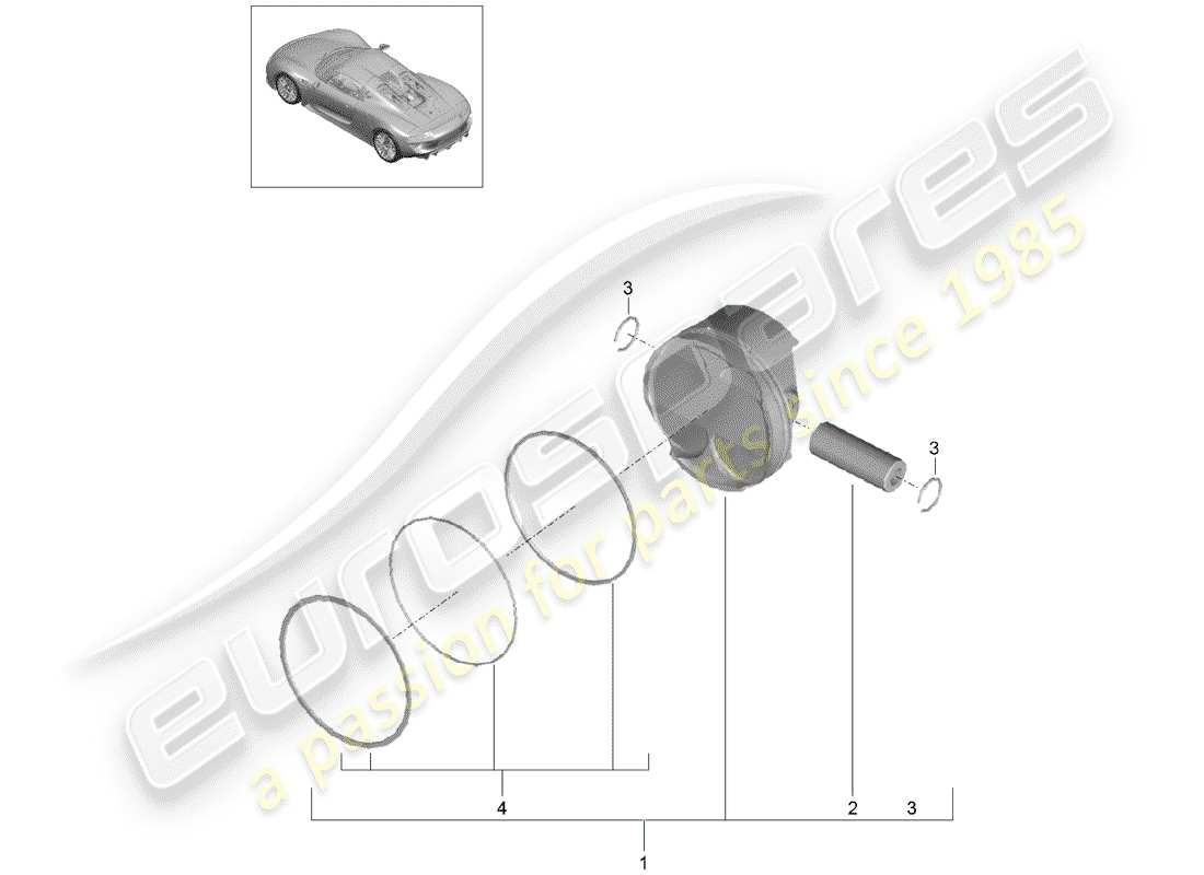 porsche 918 spyder (2015) diagrama de piezas del pistón