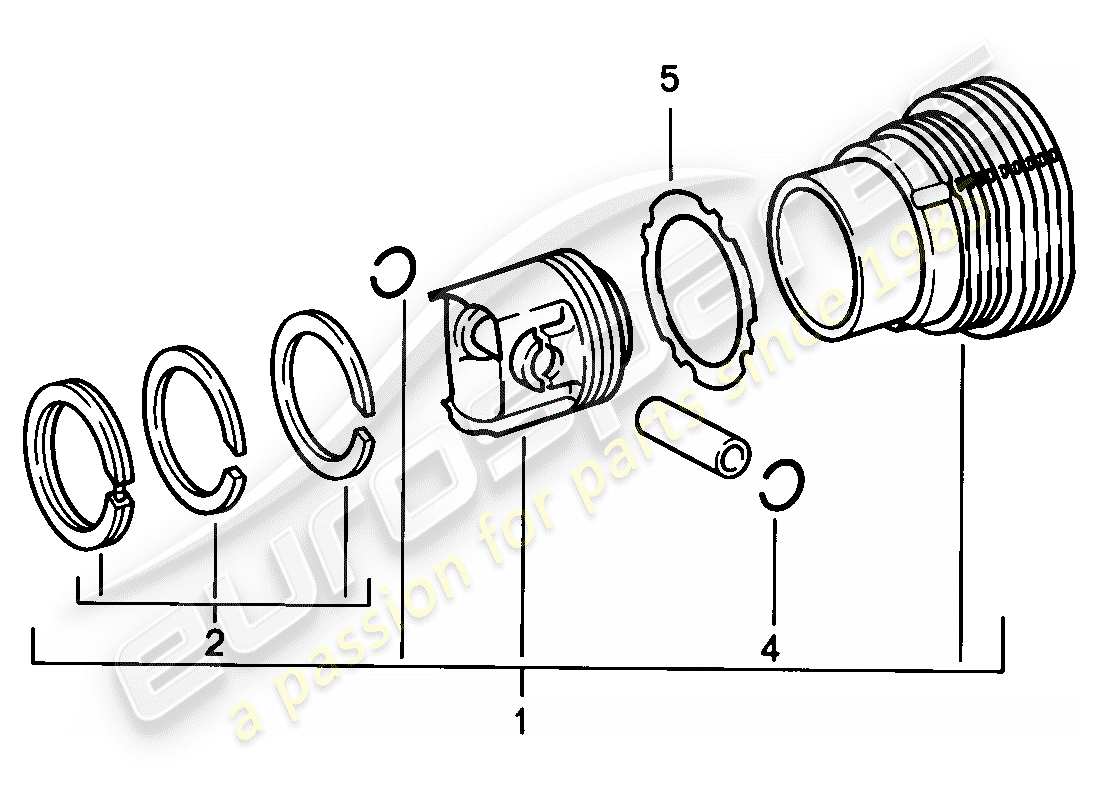 porsche 1984 (911) cilindro con pistones diagrama de piezas