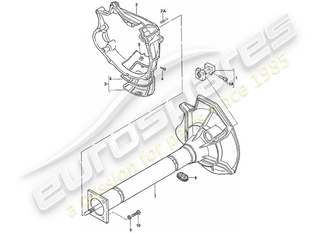 porsche 1981 (924) tubo central - caja de cambios manual - vq vr uv md me mf esquema de piezas