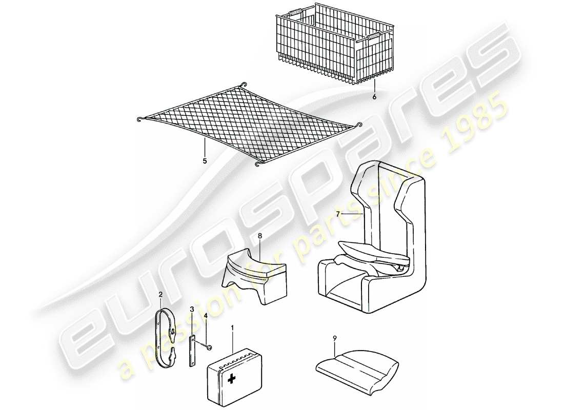 porsche 1982 (924) accesorios diagrama de piezas