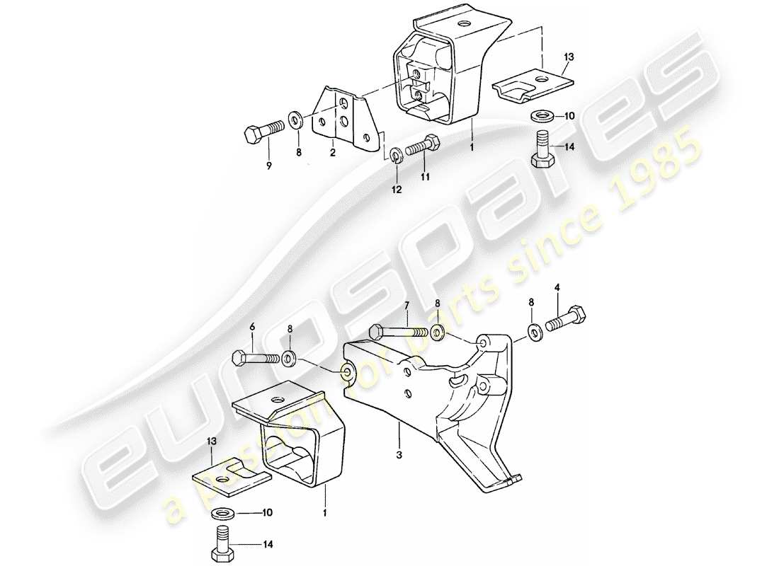 porsche 1982 (924) suspensión de la transmisión - transmisión automática diagrama de piezas