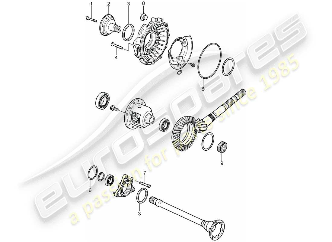porsche 2002 (986 boxster) tiptronic - diferencial - caja de diferencial diagrama de partes