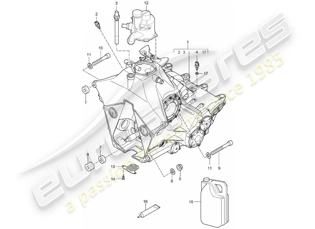 porsche 2004 (carrera gt) transmisión de repuesto - lista para instalación - junta roscada - diagrama de piezas motor
