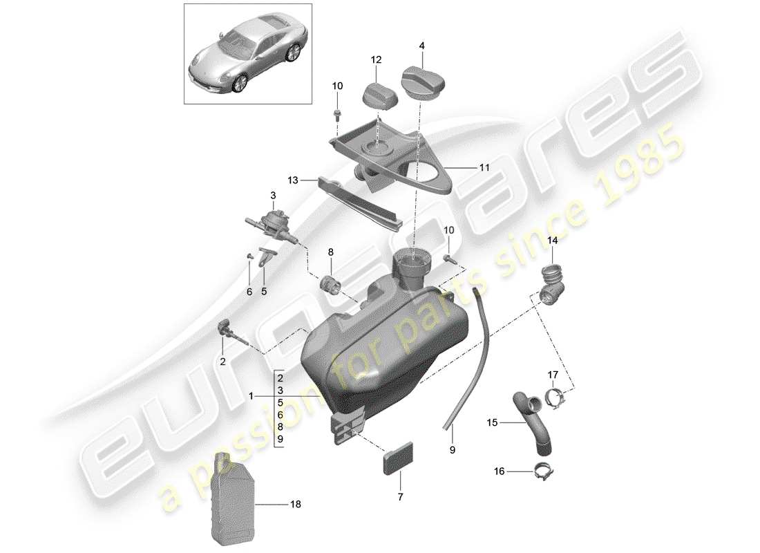 porsche 2014 (991-1) refrigeración por agua 4 diagrama de piezas