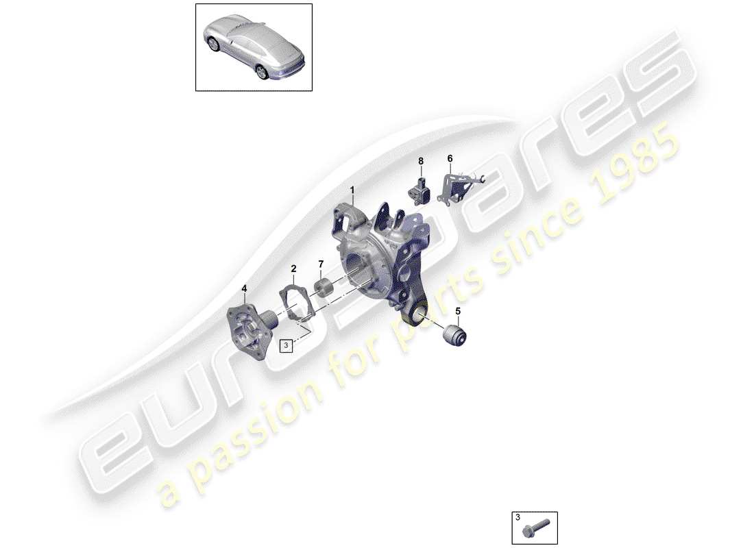porsche 2017 (panamera 971-1) diagrama de piezas del portador de ruedas