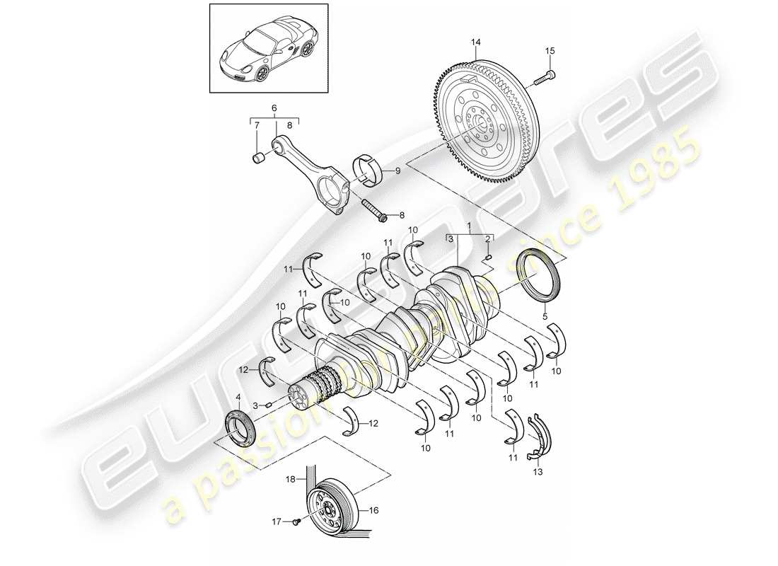 porsche 2011 (987 boxster) diagrama de piezas del cigüeñal