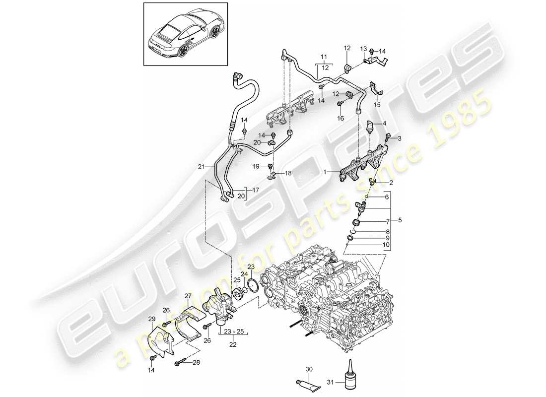 porsche 2012 (997-2 turbo / gt2 rs) tubo de recogida de combustible diagrama de piezas