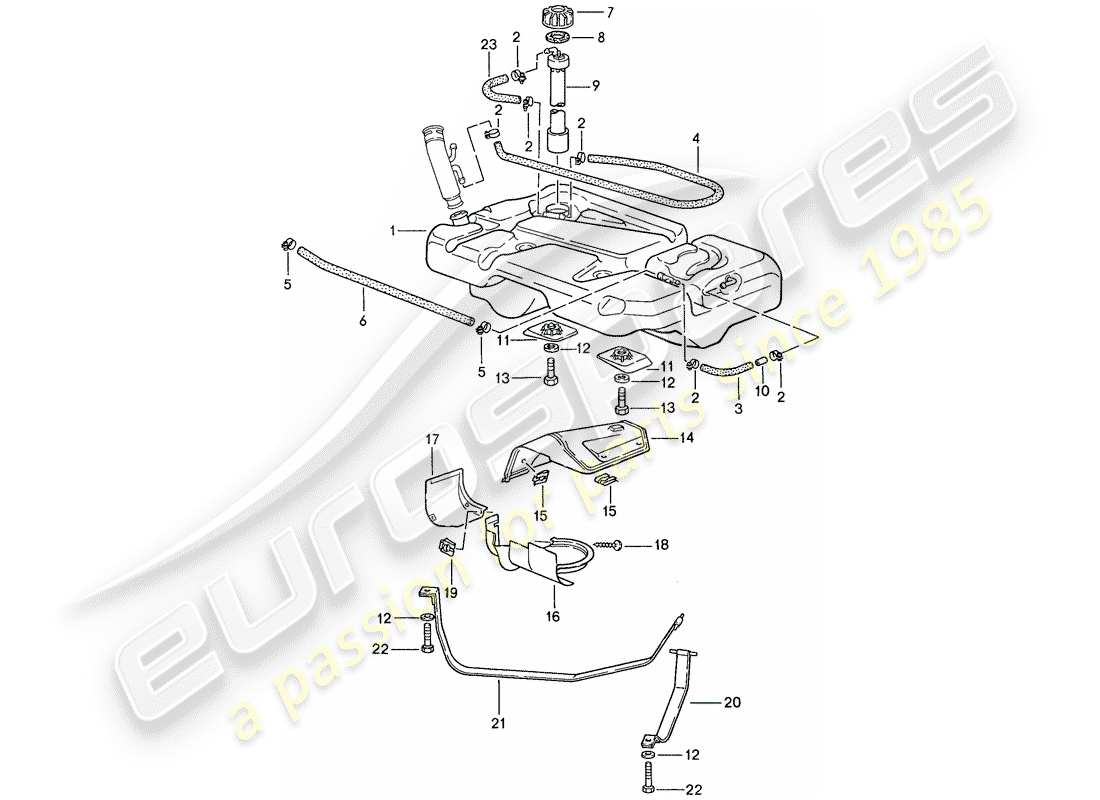 porsche 1991 (944) depósito de combustible diagrama de piezas