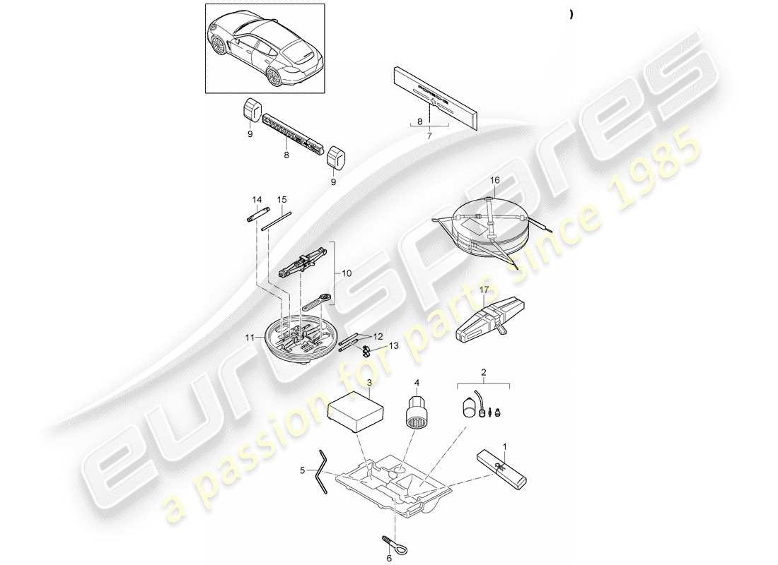 porsche 2013 (panamera 970) herramienta diagrama de piezas