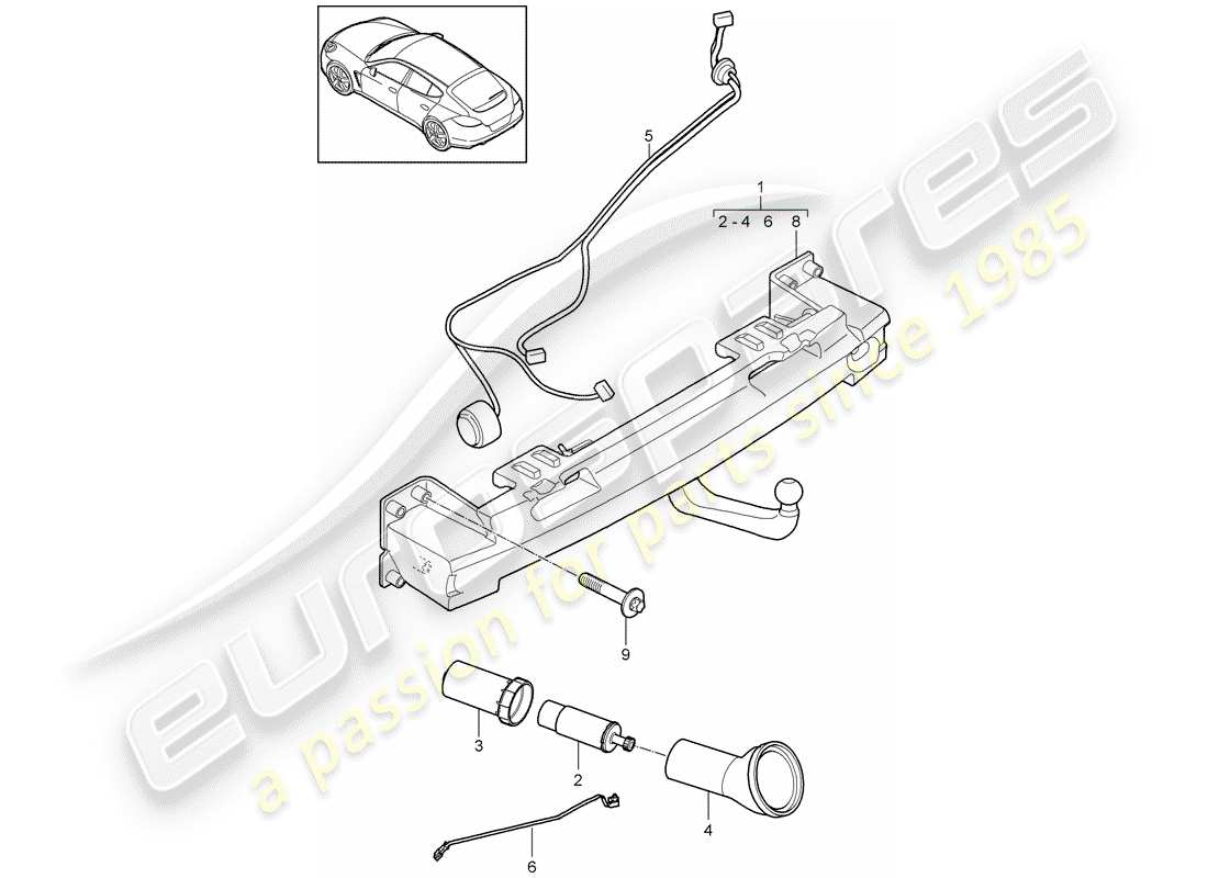 porsche 2012 (panamera 970) enganche de remolque diagrama de piezas