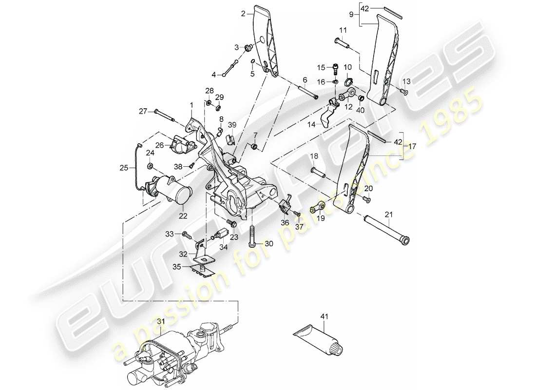 porsche 2005 (carrera gt) pedales diagrama de piezas