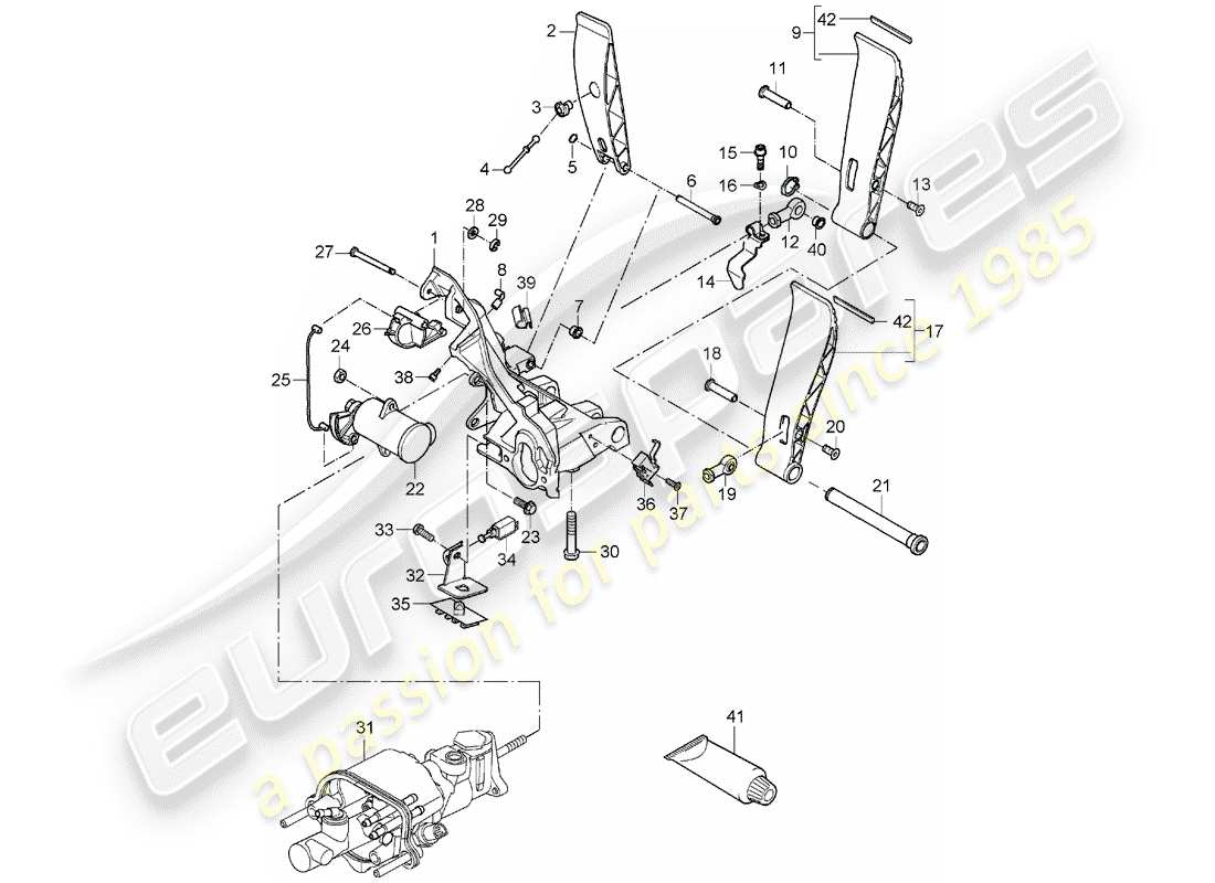 porsche carrera gt (2005) diagrama de piezas de pedales