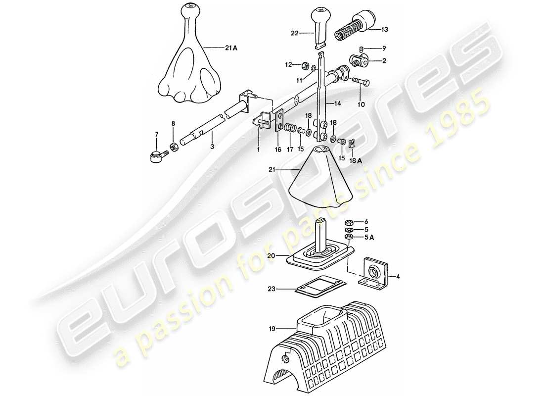 porsche 1990 (928) mecanismo de cambio - para vehiculos con - caja de cambios manual esquema de piezas