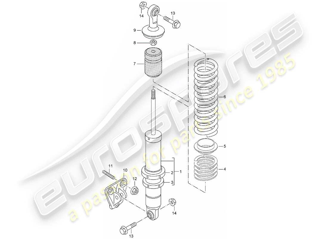 porsche carrera gt (2005) suspensión - puntal amortiguador - soporte diagrama de piezas