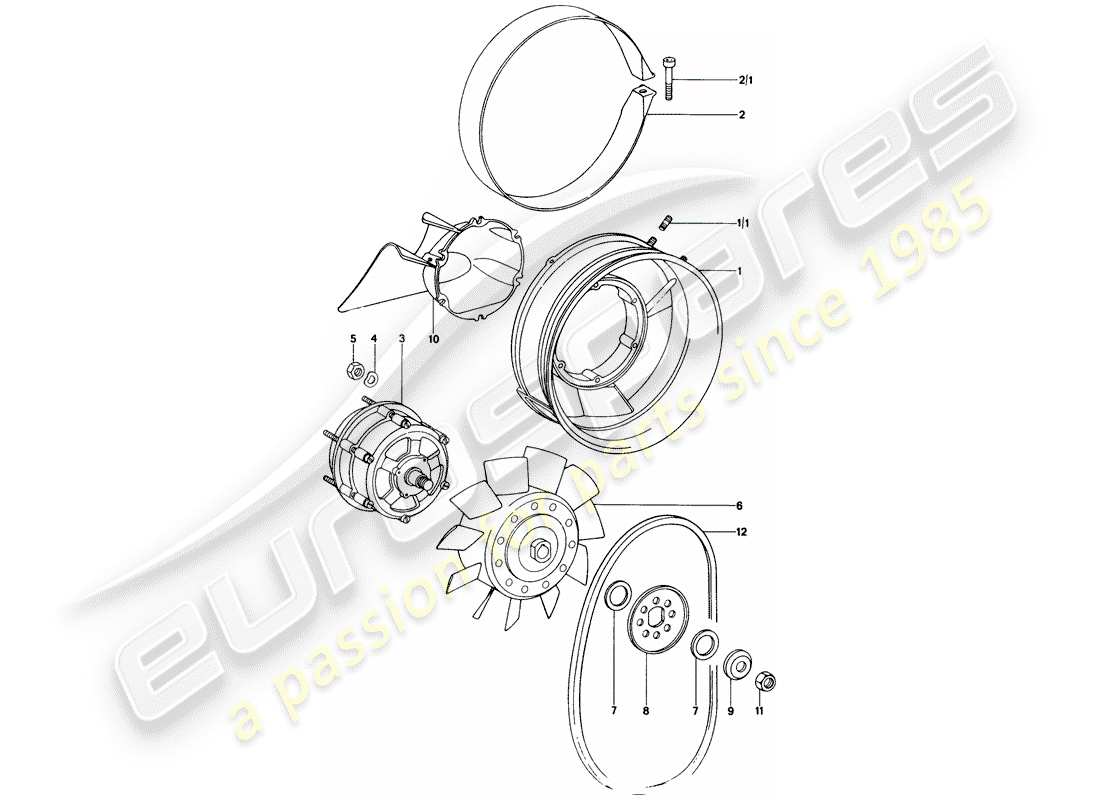 porsche 1974 (914) diagrama de piezas de enfriamiento por aire