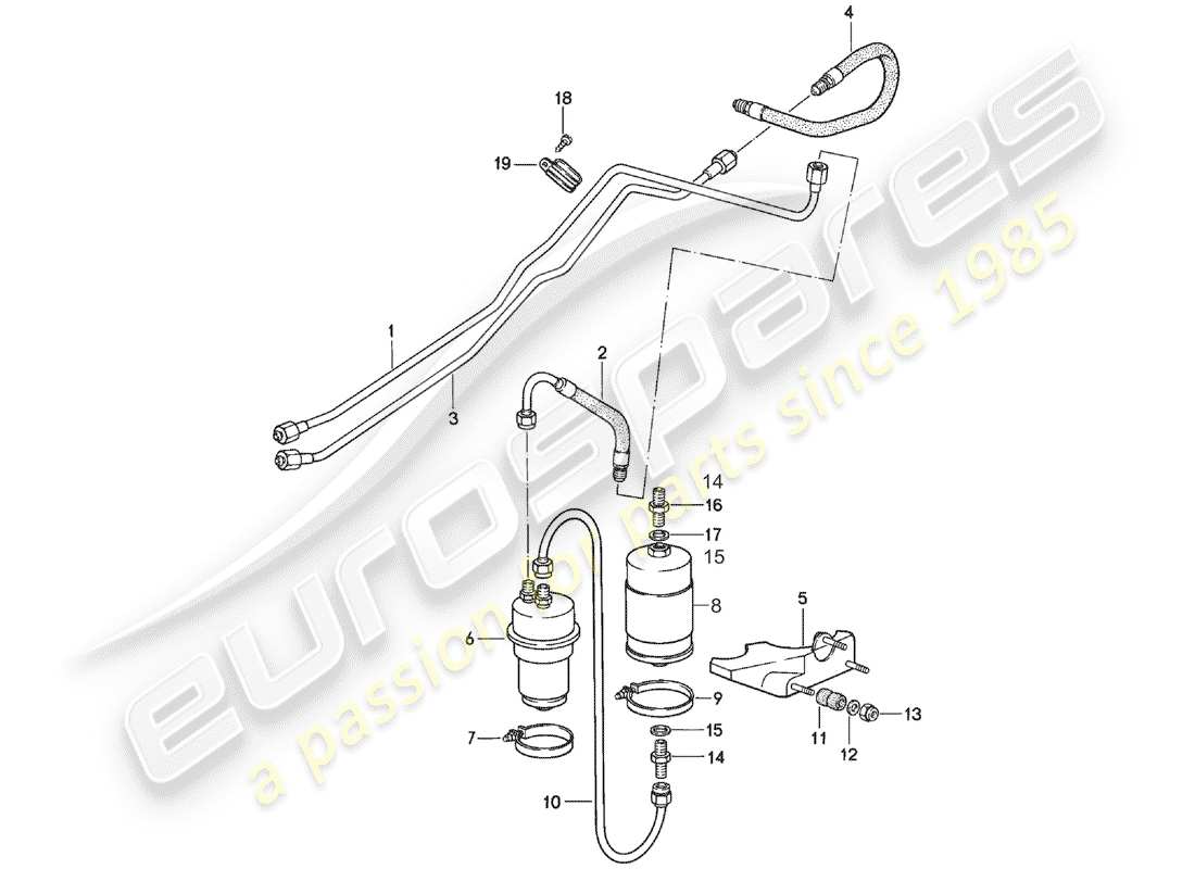 porsche 1982 (911) fuel system diagrama de piezas