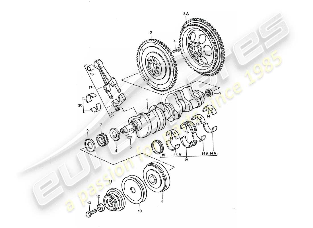 porsche 1992 (928) ciguenal - biela diagrama de piezas