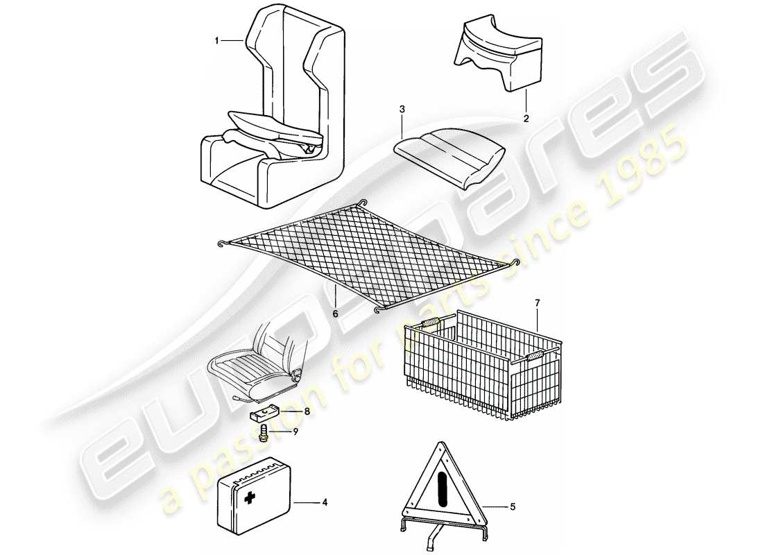 porsche 1983 (928) accesorios diagrama de piezas