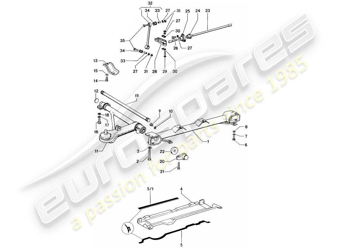 porsche 1975 (914) eje delantero - estabilizador diagrama de piezas
