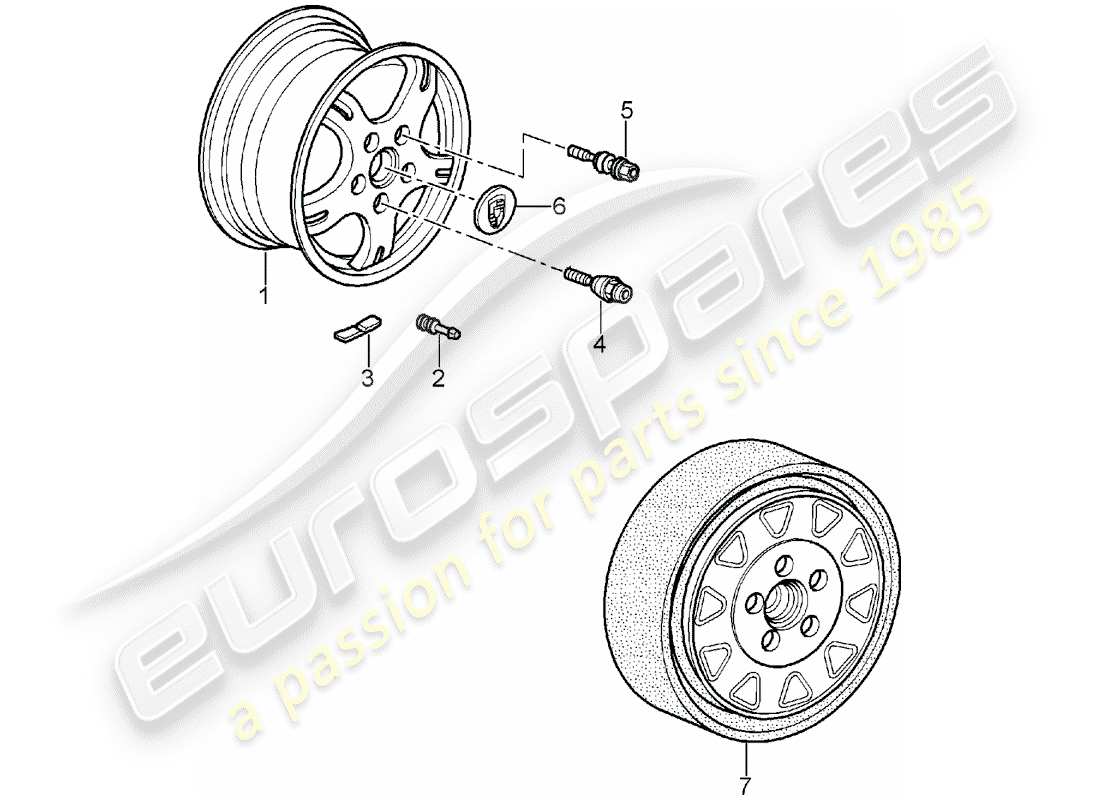 porsche boxster 987 (2006) diagrama de piezas de ruedas