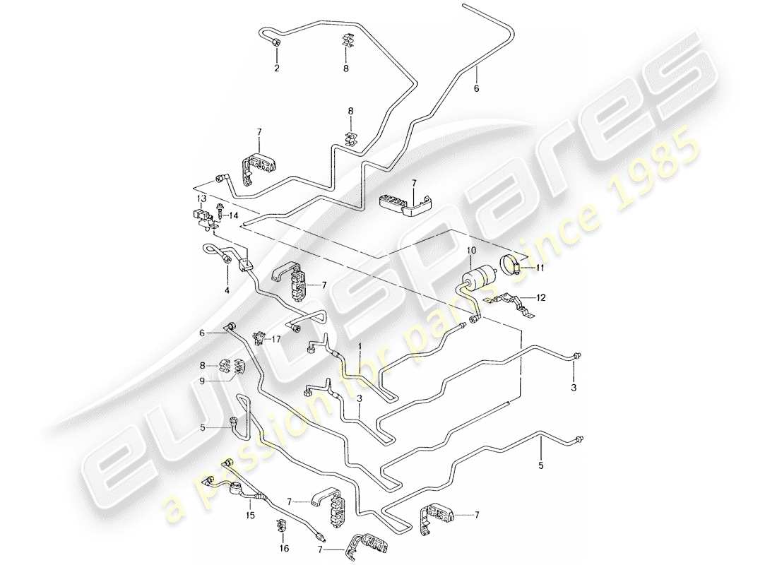 porsche 2000 (986 boxster) diagrama de piezas del sistema de combustible