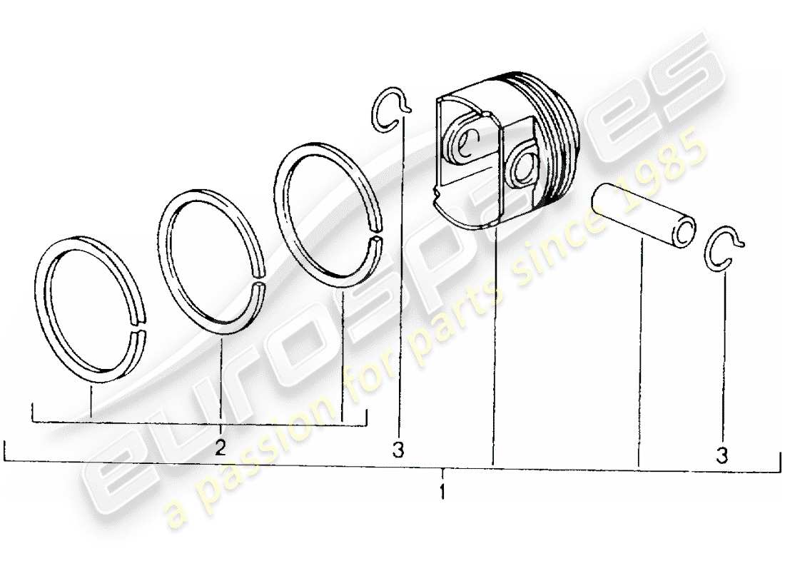 porsche 2000 (986 boxster) pistón diagrama de piezas