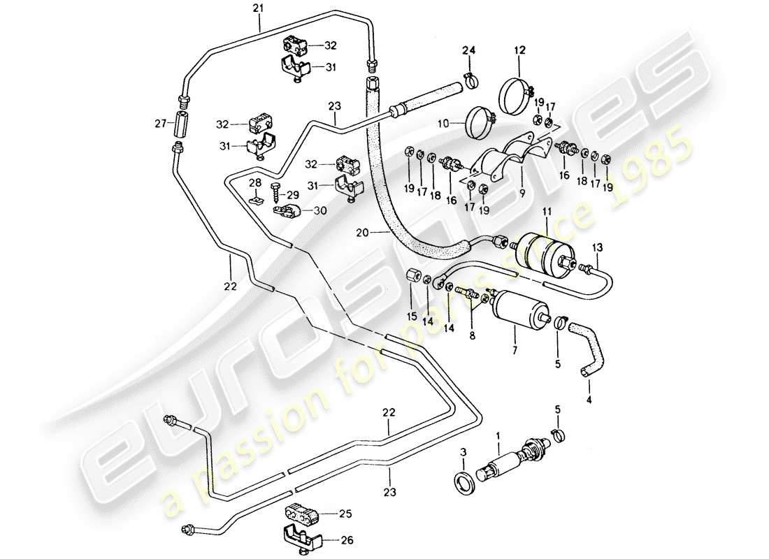 porsche 1993 (928) fuel system diagrama de piezas