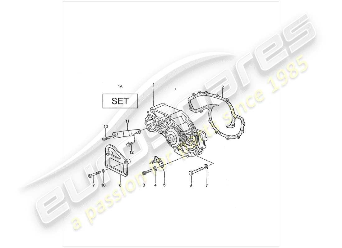 porsche 1990 (928) diagrama de piezas de la bomba de agua