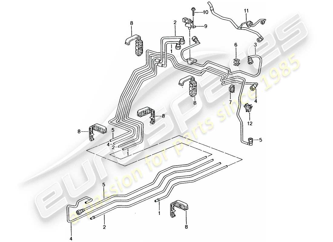 porsche 2005 (996 turbo / gt2) diagrama de piezas del sistema de combustible
