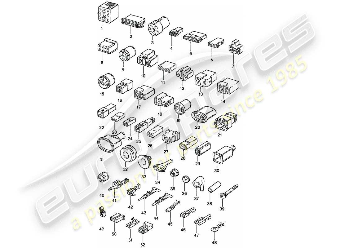 porsche 1980 (924) carcasa del conector diagrama de piezas