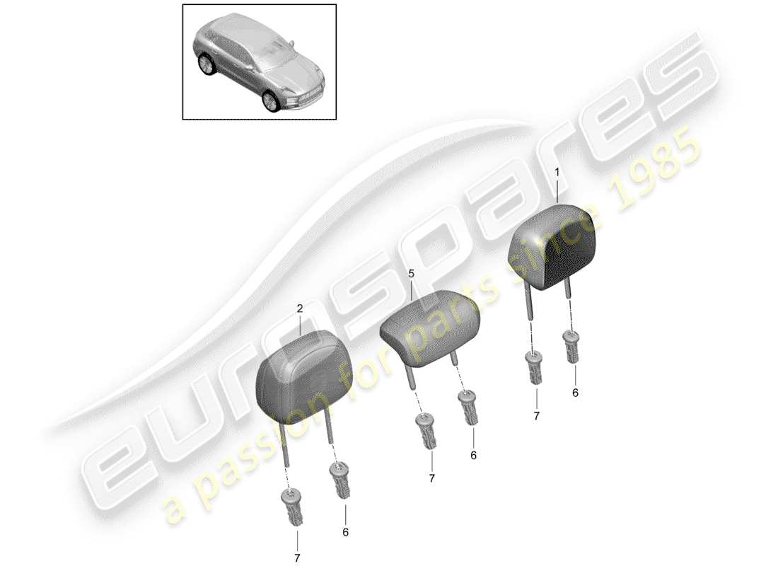 porsche 2019 (macan) reposacabezas diagrama de piezas