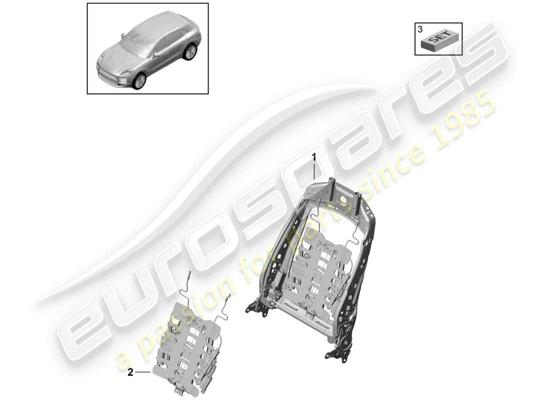 porsche 2019 (macan) marco - respaldo diagrama de piezas