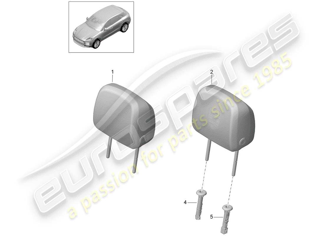 porsche 2019 (macan) diagrama de piezas del reposacabezas