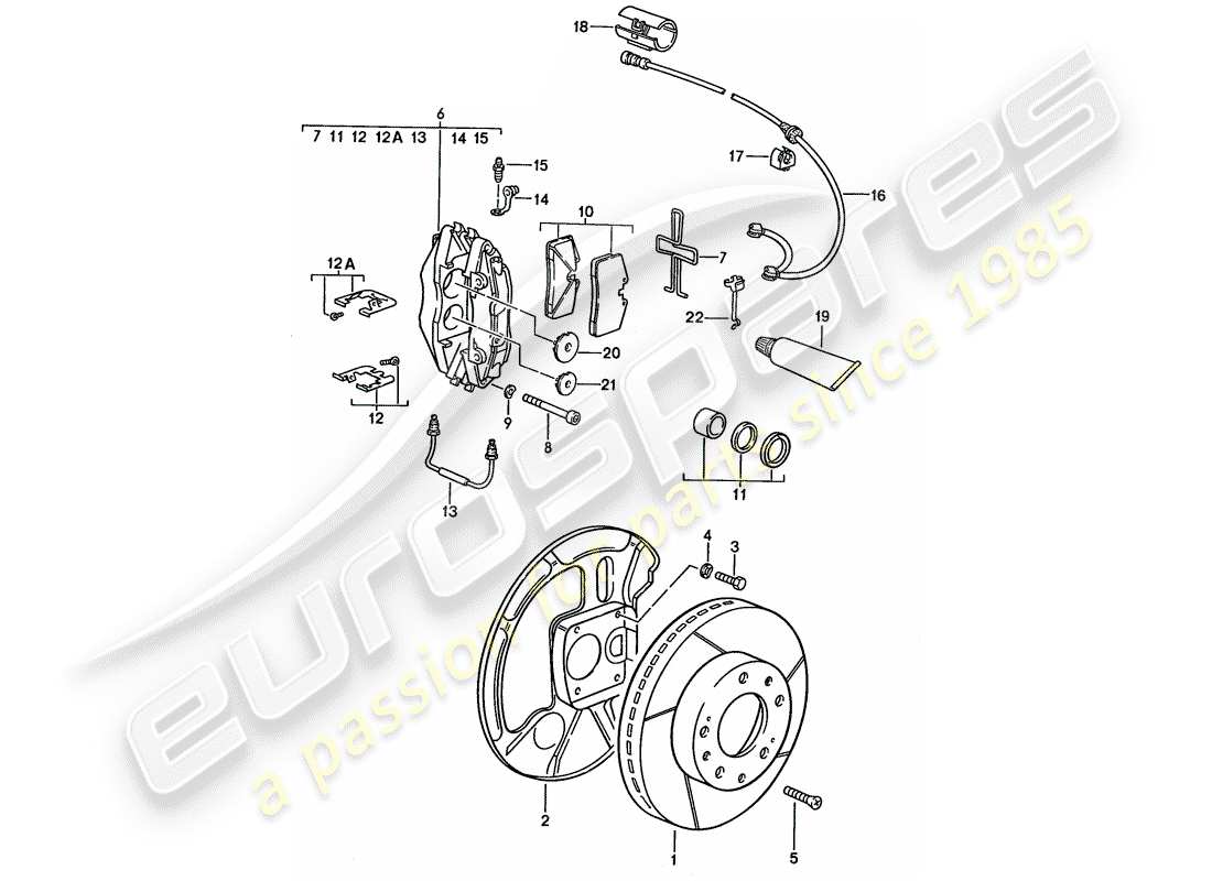 porsche 1990 (928) frenos de disco - ver información técnica - gr.4 nr. 1/89 diagrama de piezas