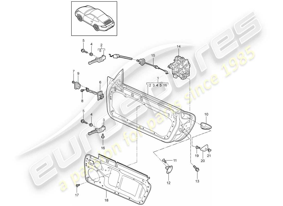 porsche 2012 (997-2) carcasa de la puerta diagrama de piezas