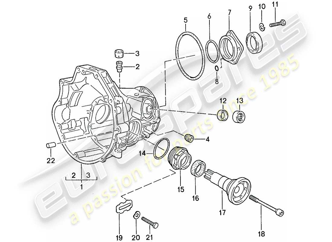 porsche 1991 (944) transmisión de repuesto - carcasa de impulsión final - para - transmisión automática - d >> - mj 1989 diagrama de piezas