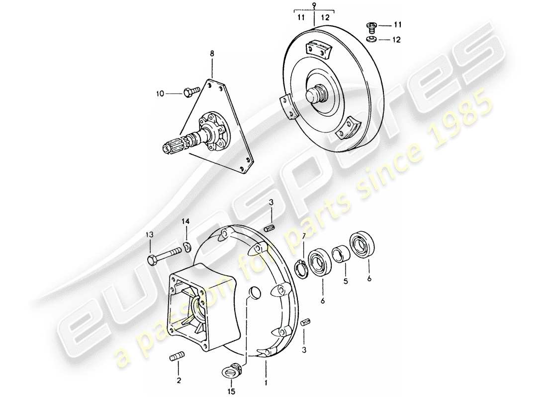 porsche 1994 (928) transmisión automática - convertidor de par - carcasa del convertidor diagrama de piezas