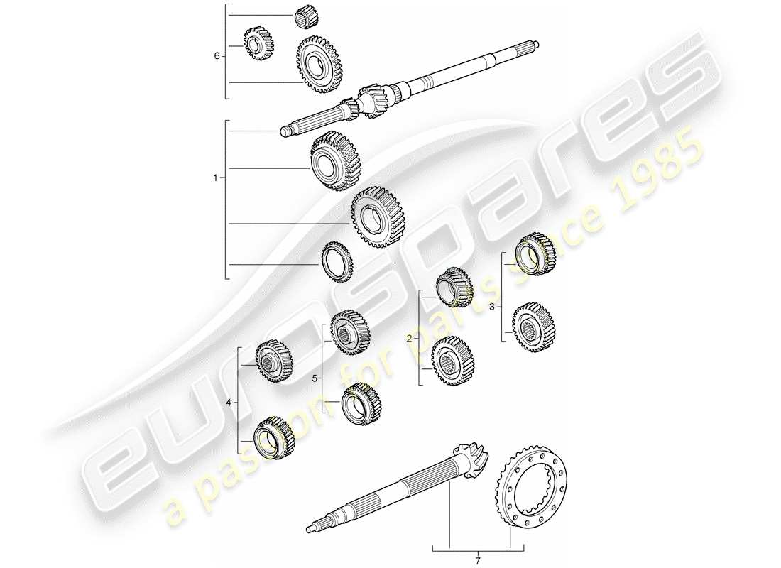 porsche 2009 997-2 turbo / gt2 juegos de ruedas de engranajes diagrama de piezas