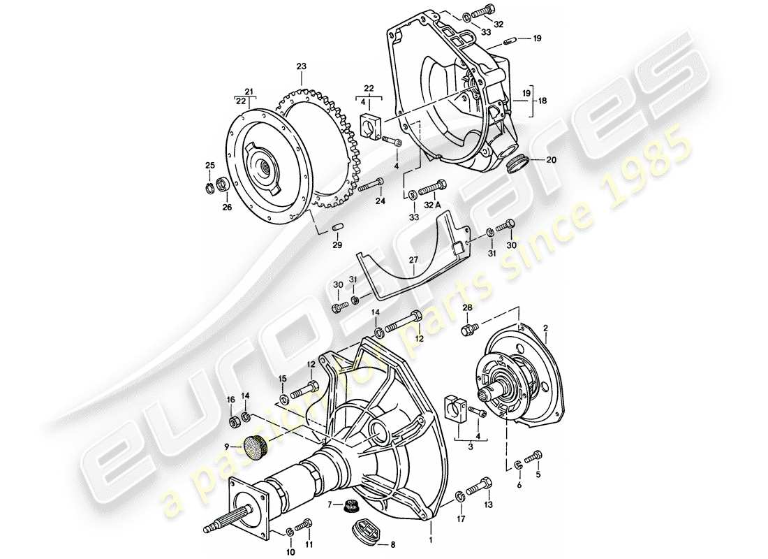 porsche 1982 (944) tubo central - transmisión automática diagrama de piezas