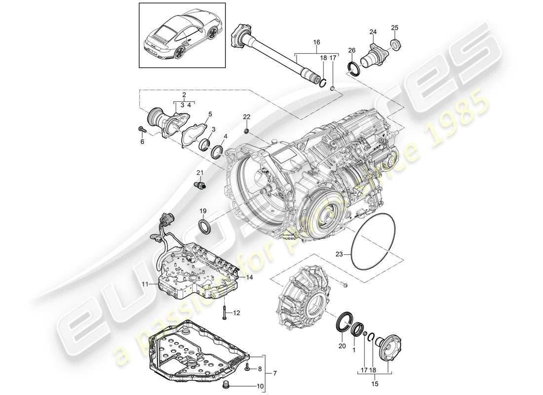 porsche 2012 (997-2 turbo / gt2 rs) - pdk - diagrama de piezas