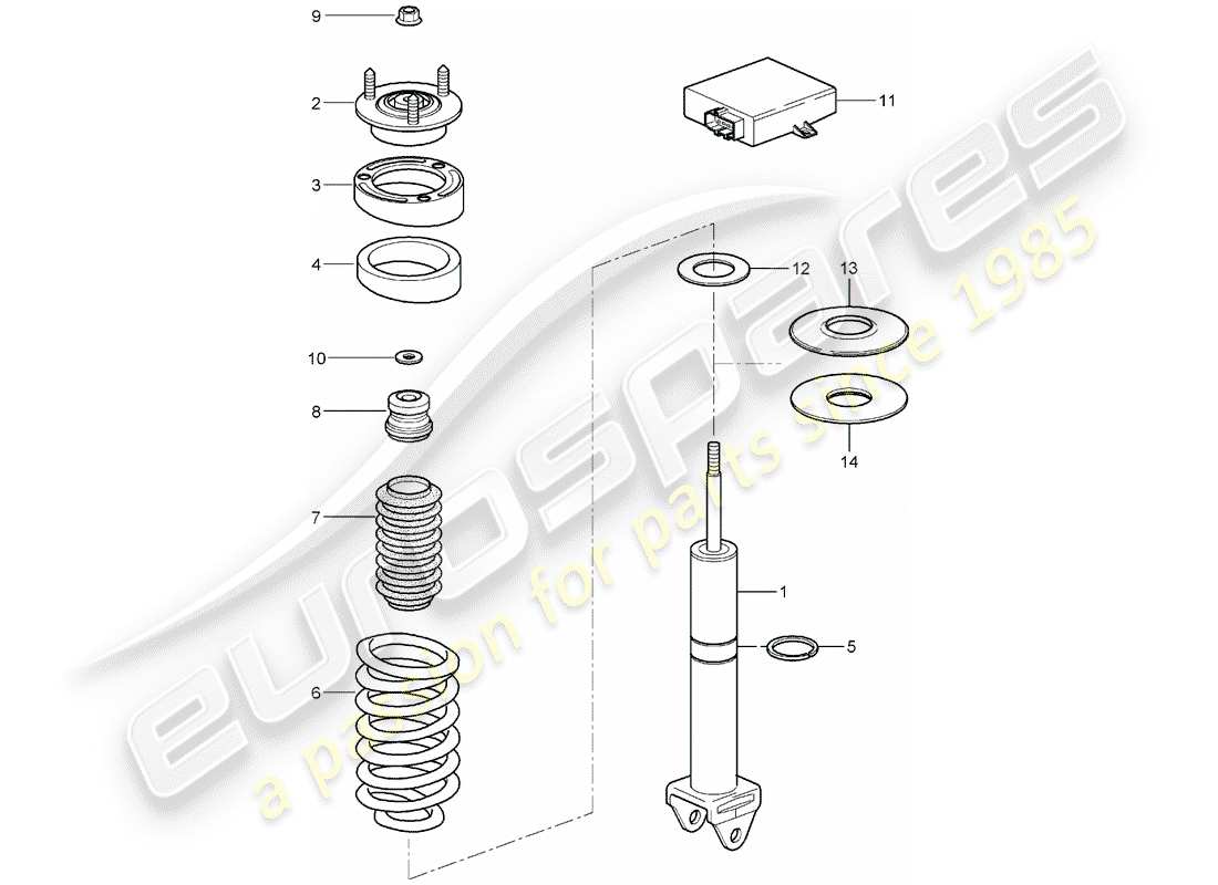 porsche 2007 (997-1) amortiguador diagrama de piezas