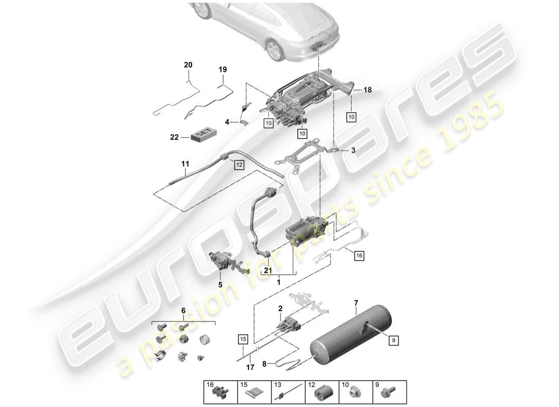 porsche 2019 (panamera 971-1) compresor diagrama de piezas