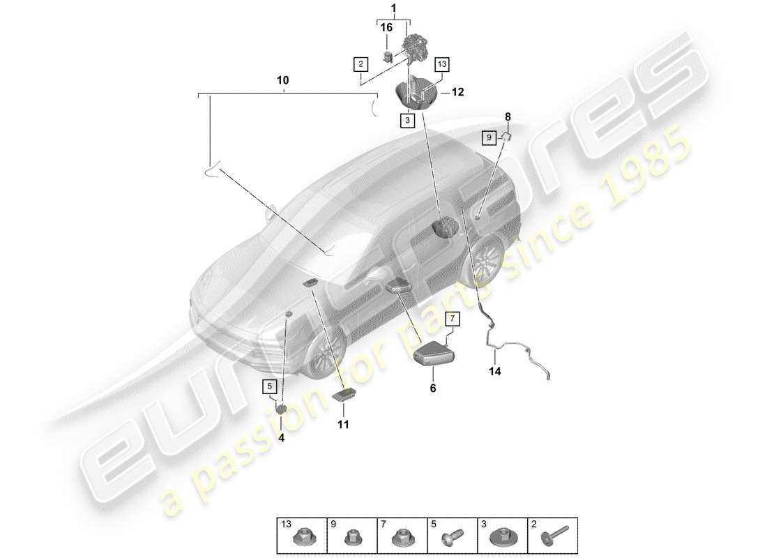 porsche 2020 (cayenne e3 9ya/9yb) diagrama de piezas del compresor