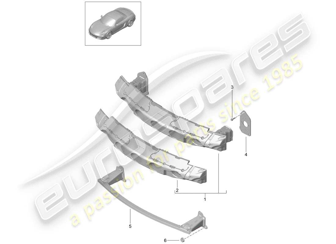 porsche 2016 (981 boxster) soporte de parachoques diagrama de piezas