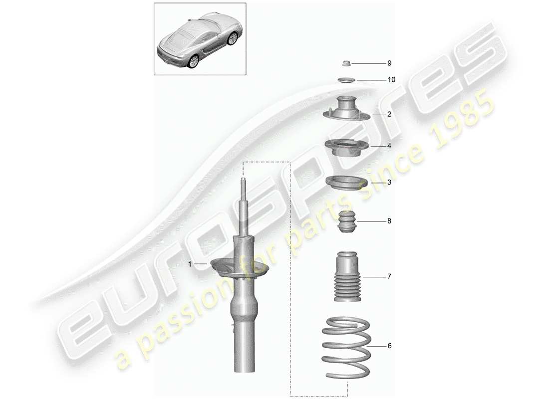 porsche 2015 (981 cayman) diagrama de piezas del amortiguador