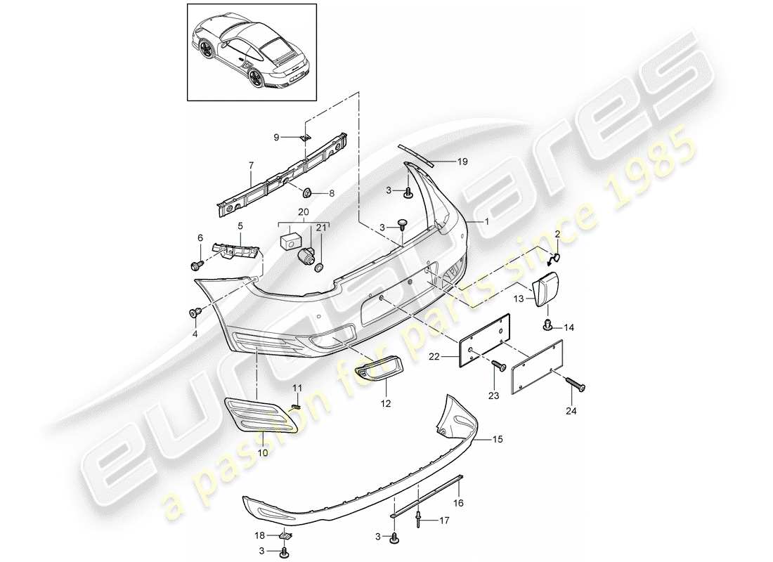 porsche 2012 (997-2 turbo / gt2 rs) recubrimiento diagrama de piezas