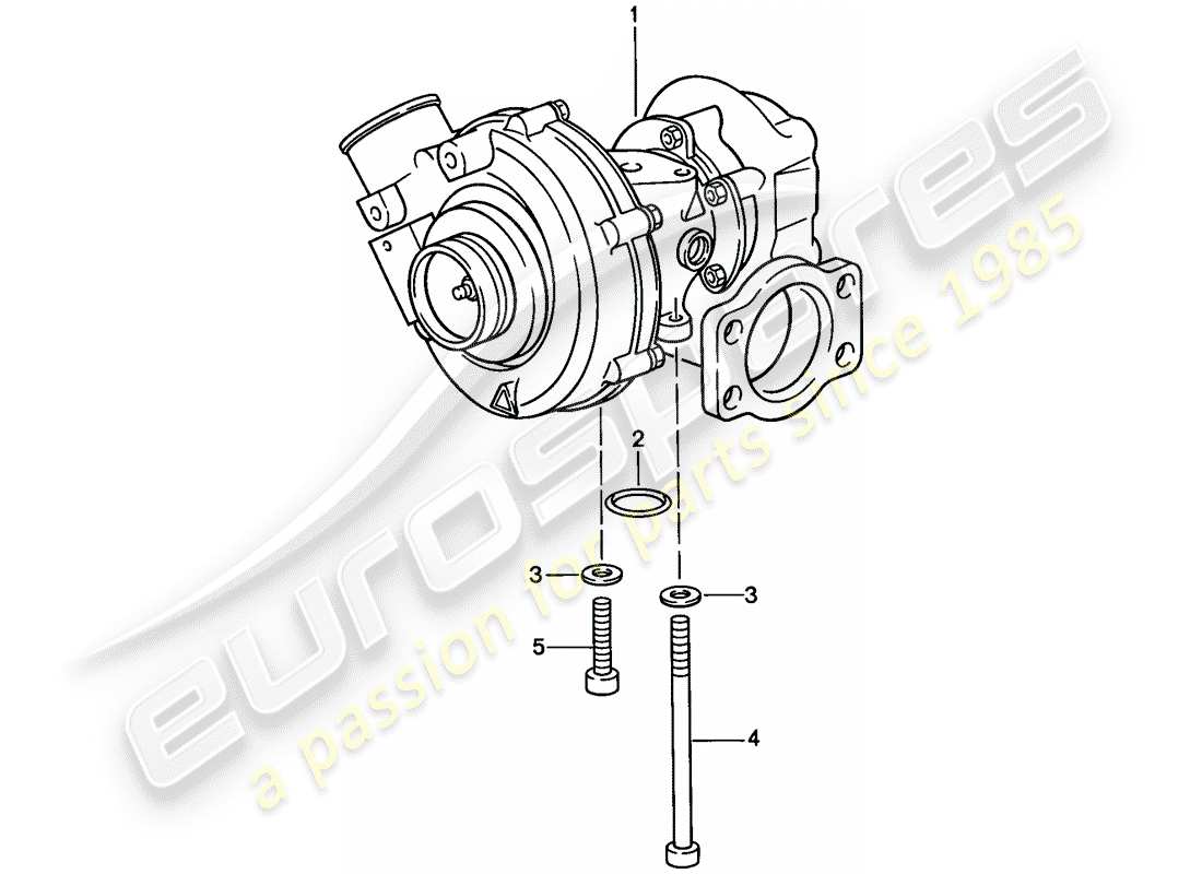 porsche 1986 (944) turbocompresor de gases de escape diagrama de piezas