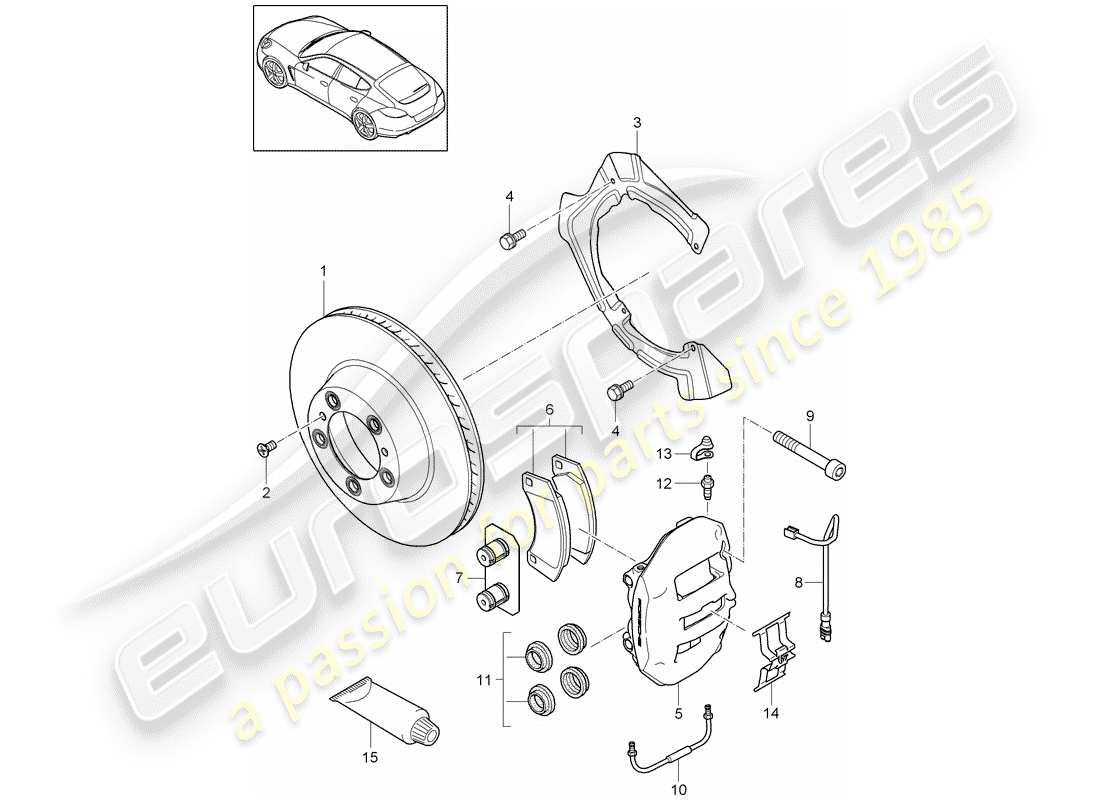 porsche 2014 (panamera 970) frenos de disco diagrama de piezas