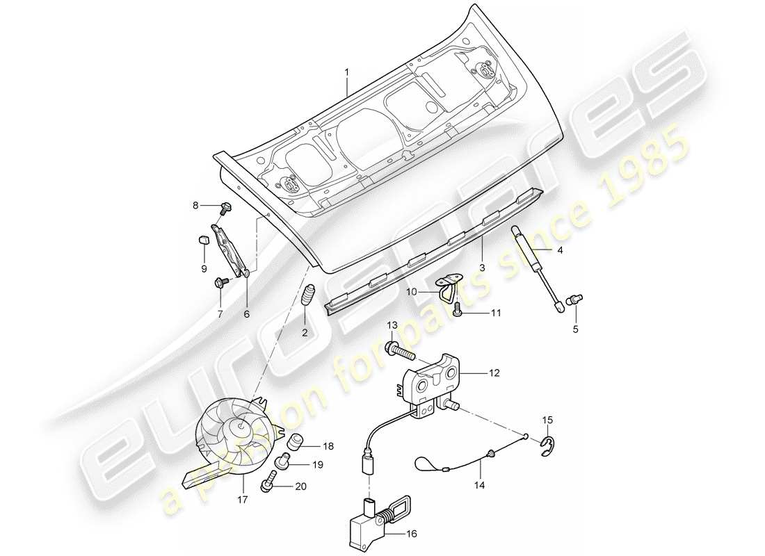 porsche 2005 (997-1) diagrama de piezas de la cubierta