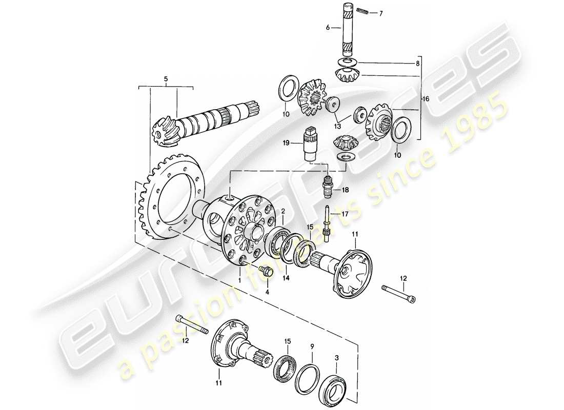 porsche 1988 (944) diferencial - caja de cambios manual diagrama de piezas